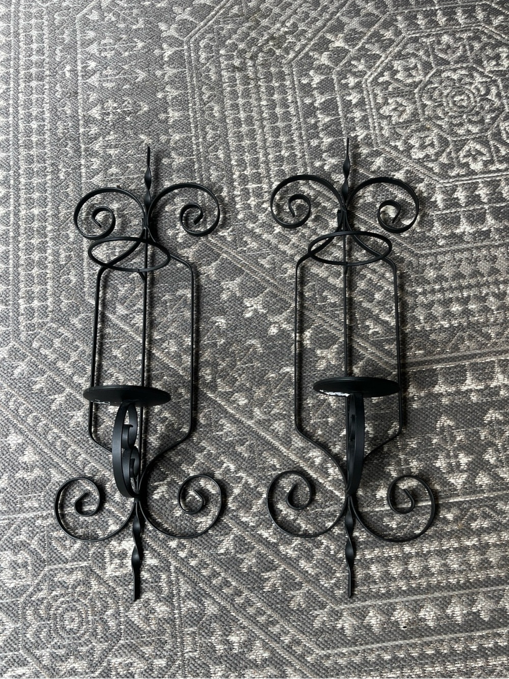 Black Wrought Iron Wall Sconces-Set Of 2 Decorative Candle Holders, Mounted